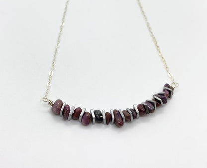 natural ruby bar necklace