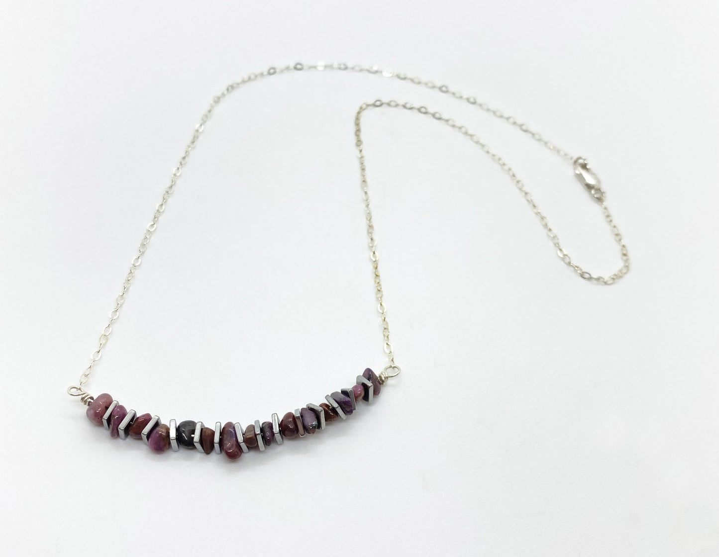 ruby bar gemstone necklace