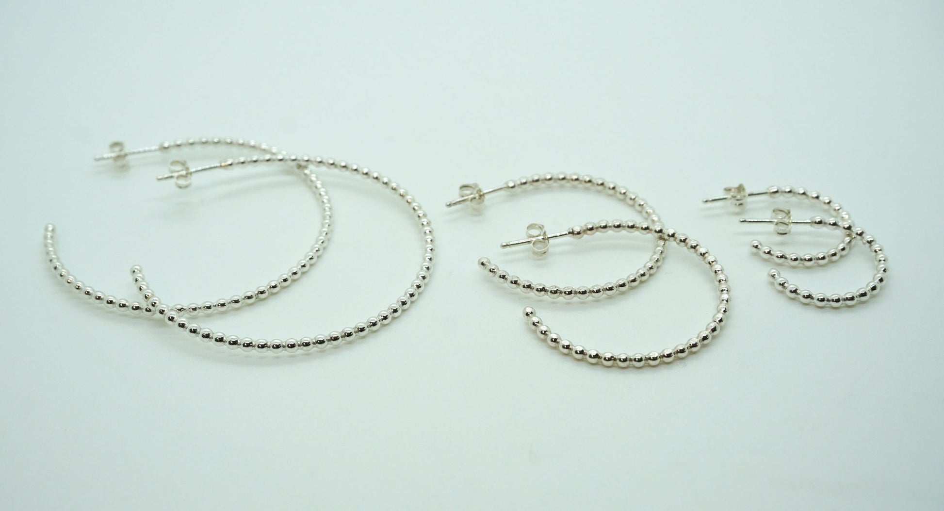 sterling silver beaded hoop earrings