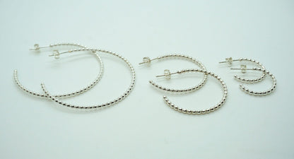 sterling silver beaded hoop earrings