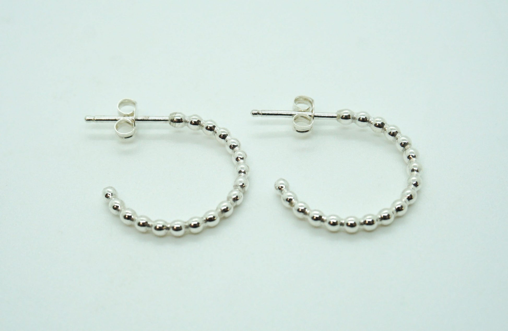 little sterling silver beaded hoop earrings