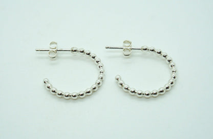 little sterling silver beaded hoop earrings