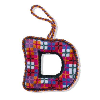 Needlepoint Monogram Ornament - D