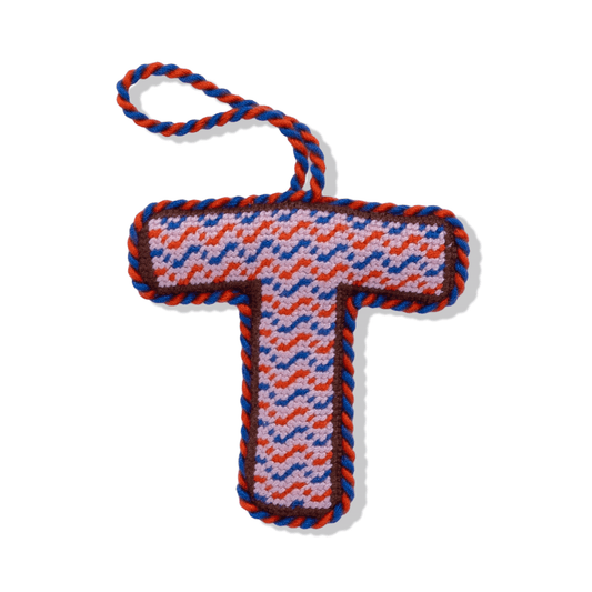 Needlepoint Monogram Ornament - T