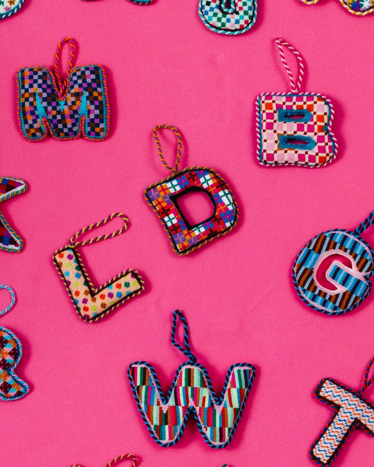 Needlepoint Monogram Ornament - D