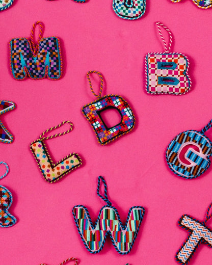 Needlepoint Monogram Ornament - D