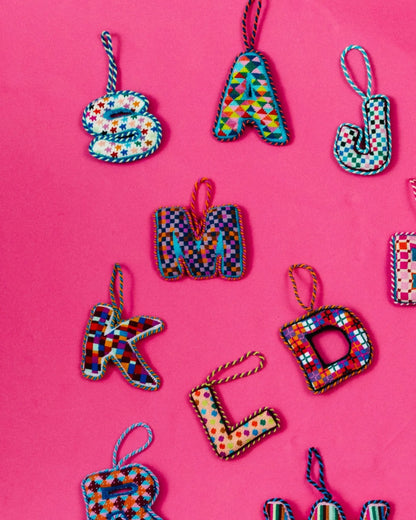 Needlepoint Monogram Ornament - M