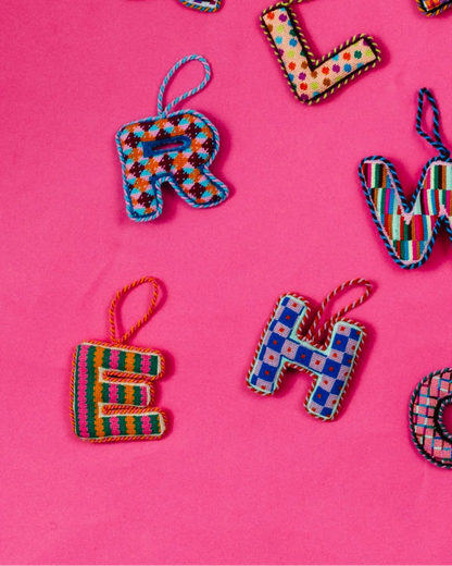 Needlepoint Monogram Ornament - E