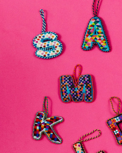 Needlepoint Monogram Ornament - S