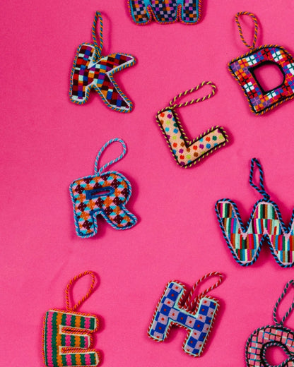 Needlepoint Monogram Ornament - R
