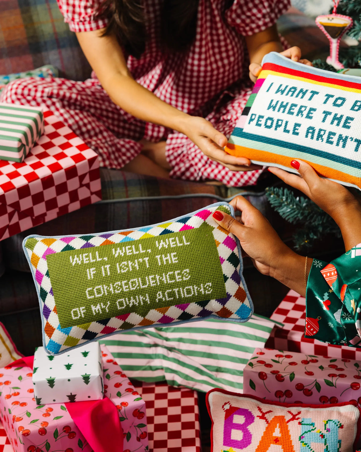 Well Well Well Needlepoint Pillow