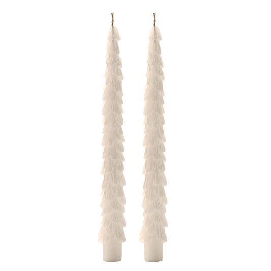 Cream Tree Taper Candles - Set of 2