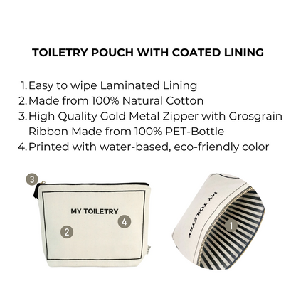 Toiletry Pouch with Coated Lining – Cream