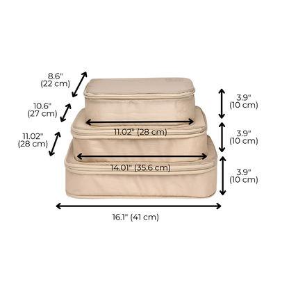 Compression Packing Cubes – Recycled Nylon – 3-pack – Taupe