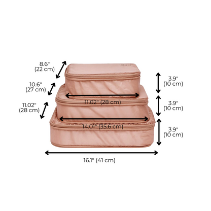 Compression Packing Cubes – Recycled Nylon – 3-pack – Pink/Blush