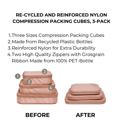 Compression Packing Cubes – Recycled Nylon – 3-pack – Pink/Blush