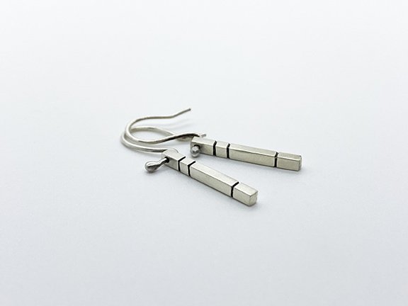minimalist modern dangle silver earrings