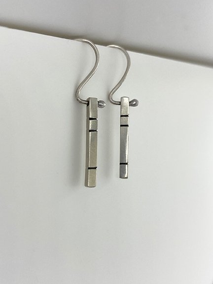 Linear Essentials Silver Dangle Earrings