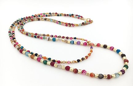 Colorful Agate Double Strand Necklace