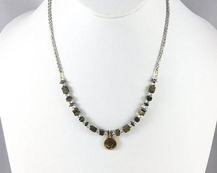 Silver & Gold Hematite Ohm Necklace