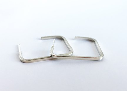 Square Silver Hoops