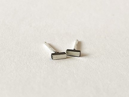 Petite Silver & Black Stick Earrings
