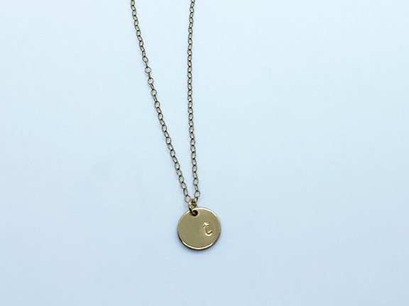 Personalized Gold Initial Disc Necklace