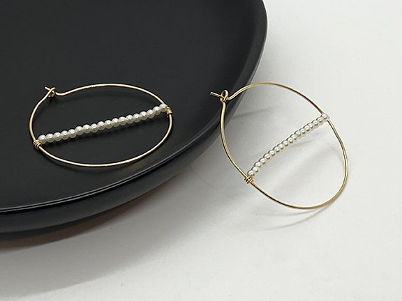 Gold hoops with pearls