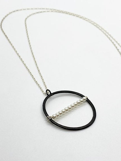 Black Oxidized Sterling Silver Circle Necklace