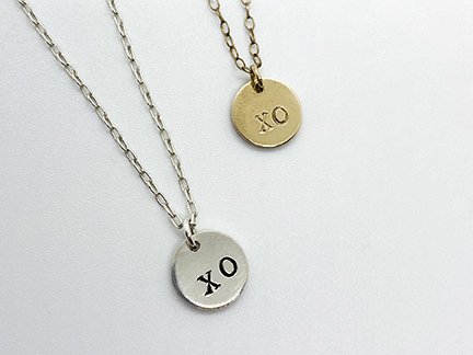 silver gold xo hug kiss pendant necklace