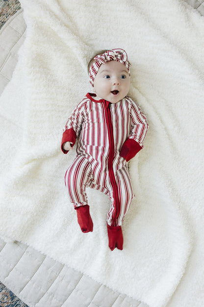 Red Stripe Bamboo Head Wrap