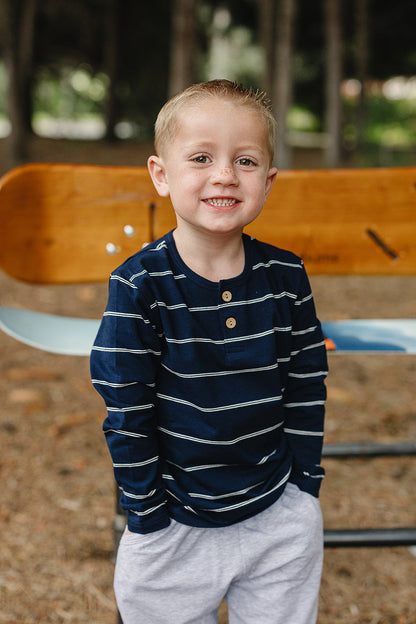 Navy Stripe Long Sleeve Tee