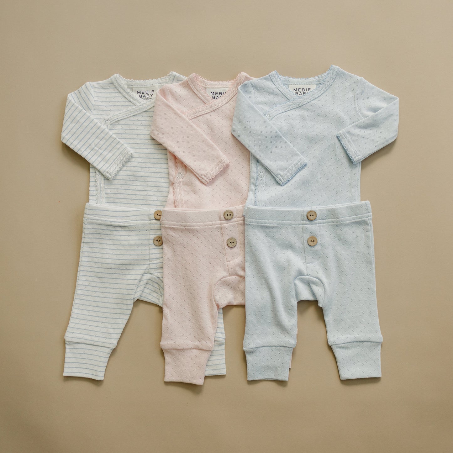 Blue Stripe Pointelle Layette Set