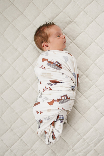 Construction Trucks Bamboo Stretch Swaddle
