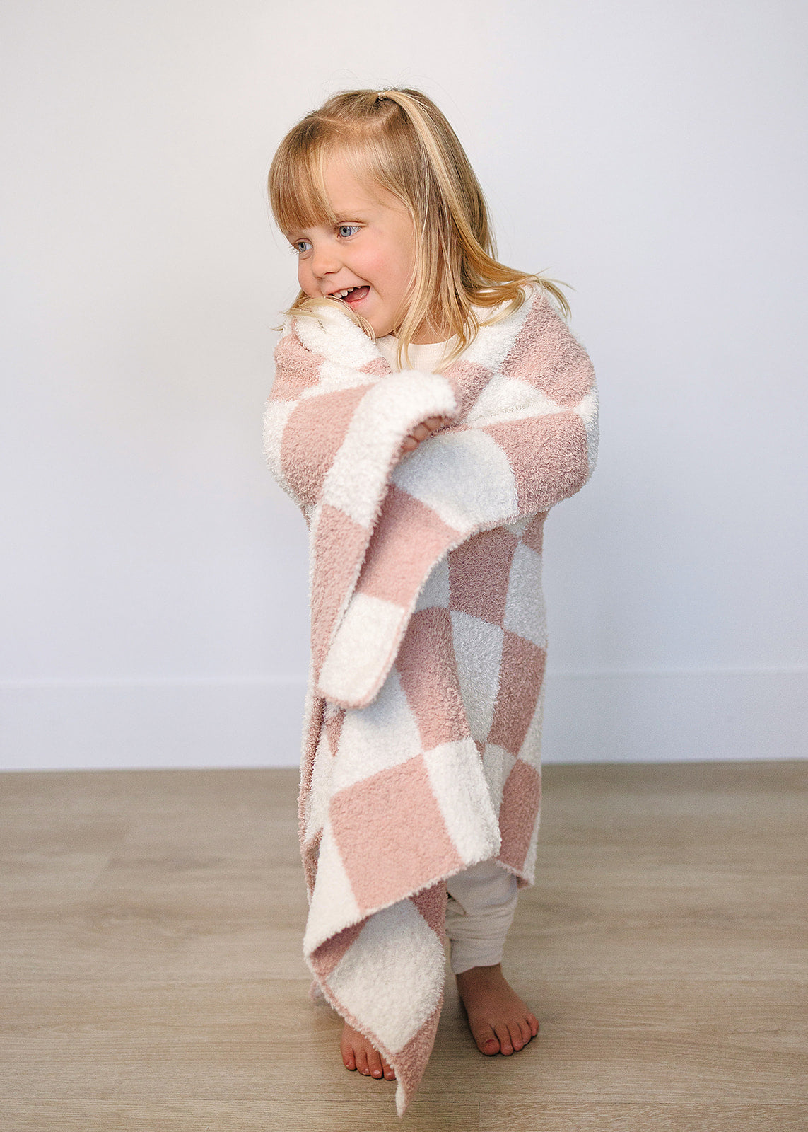 Pink Checkered Plush Blanket