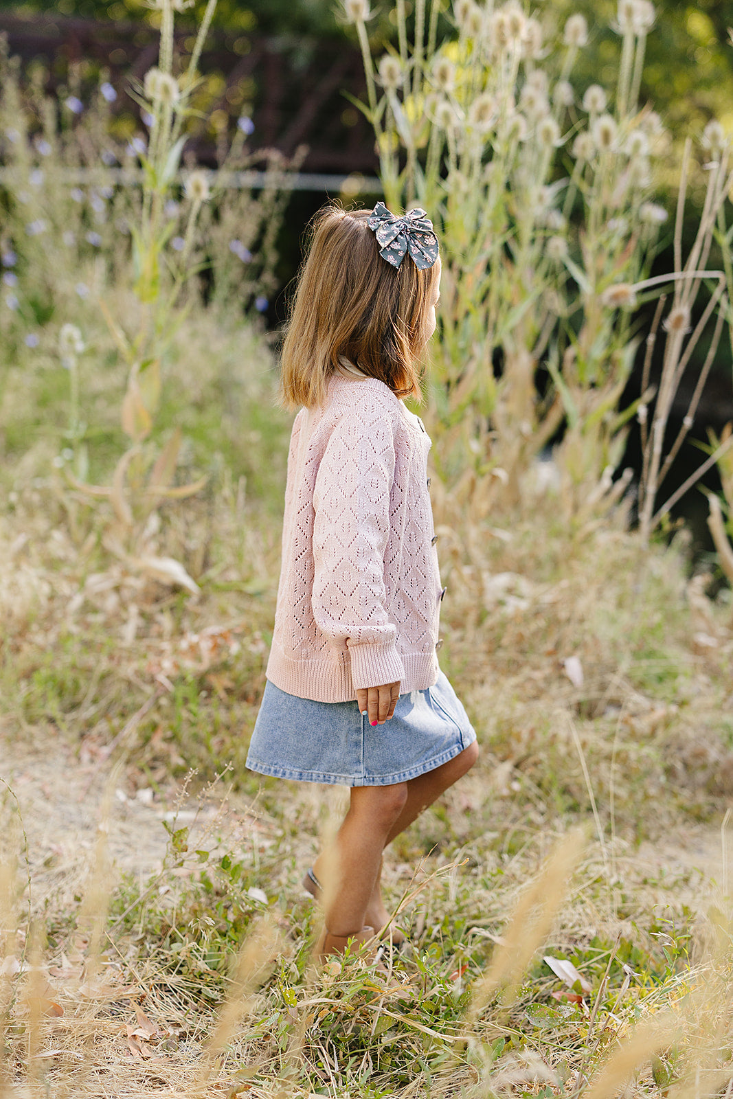 Pink Pointelle Button Down Cardigan