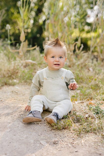 Grey Knit Overalls