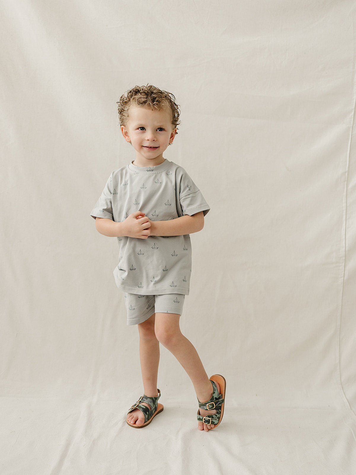 Sailboat Button Short Set