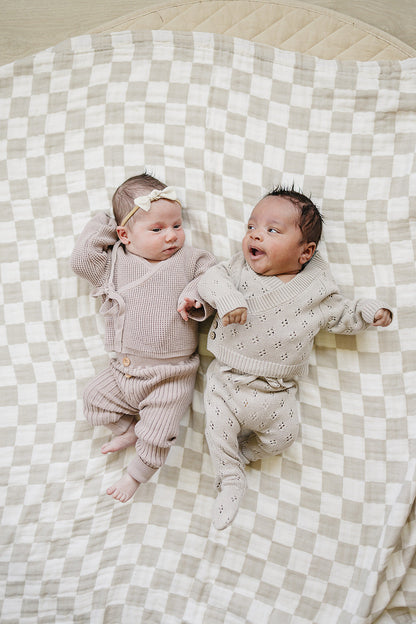 Taupe Pointelle Knit Set