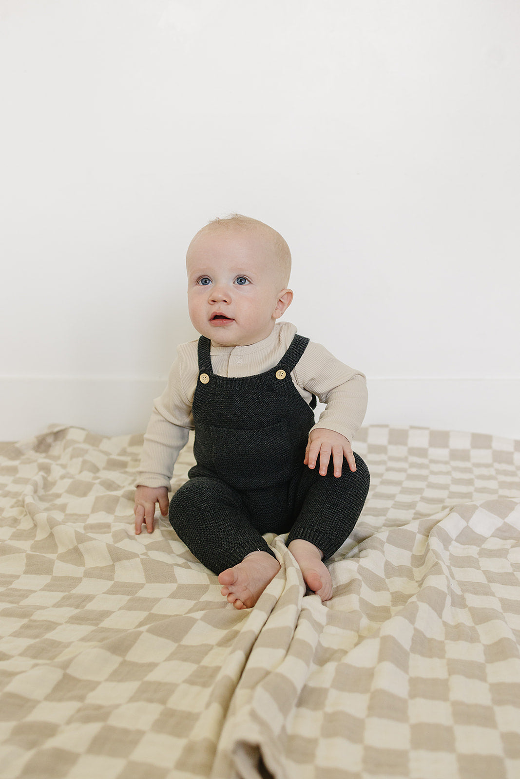 Charcoal Knit Pocket Overalls