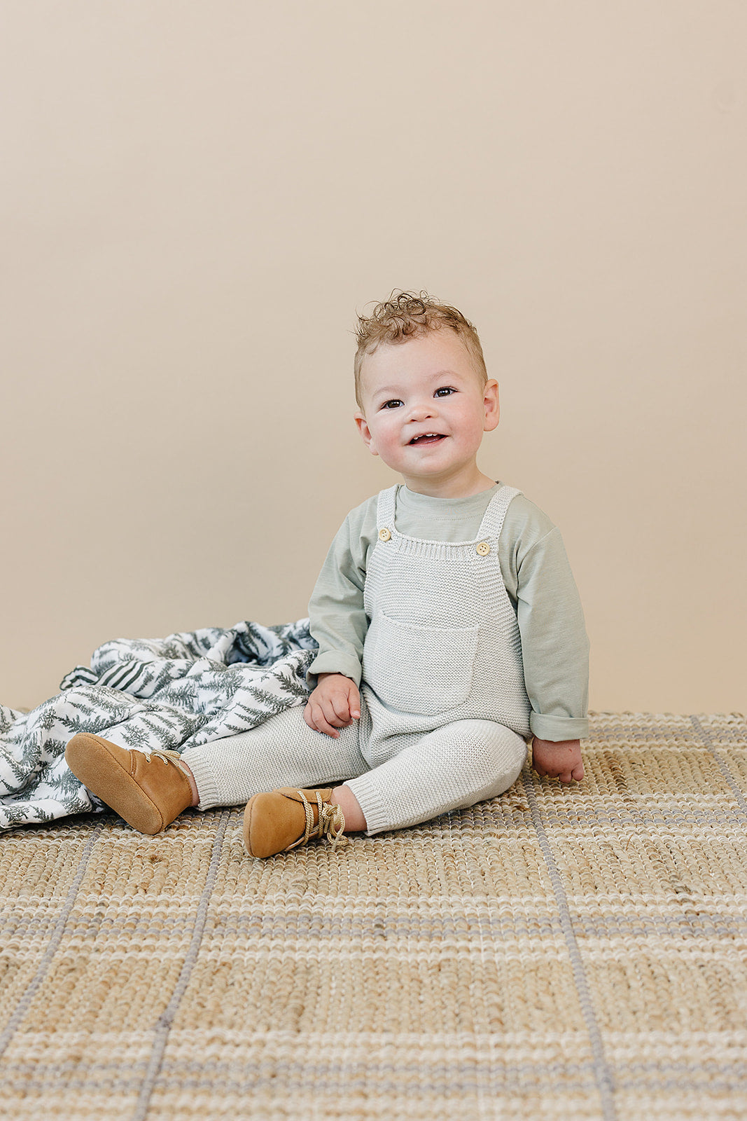 Grey Knit Overalls