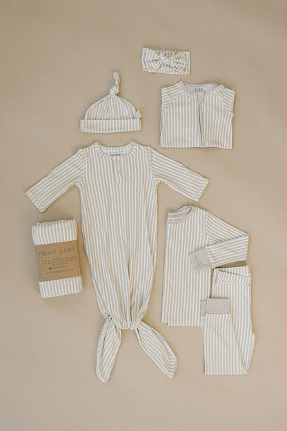 Taupe Stripe Ribbed Bamboo Zipper