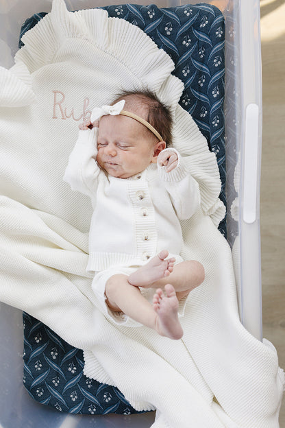 White Ruffle Knit Blanket