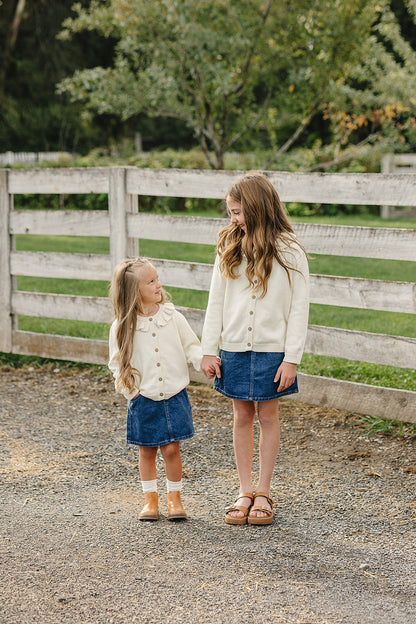 Cream Ruffle Knit Cardigan