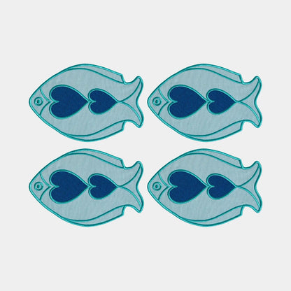 Octaevo Cocktail Coasters - Fish Light Blue (Set of 4)