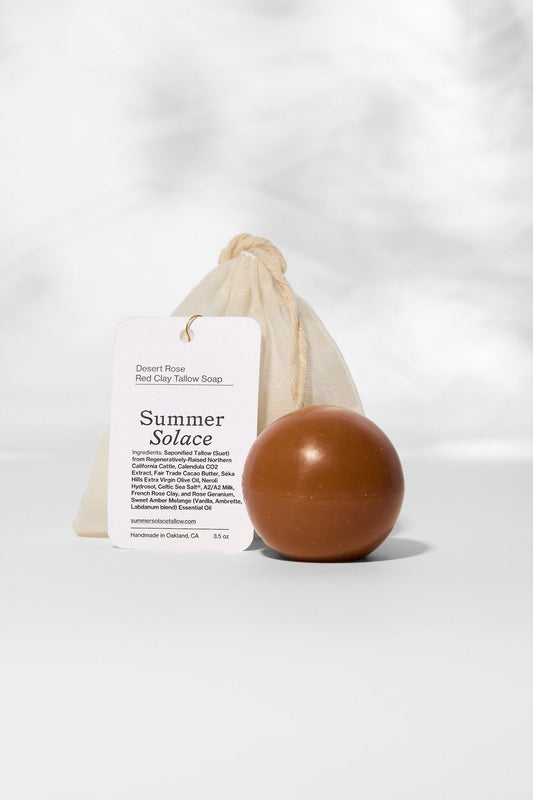 Desert Rose – Red Clay Sphere Soap | Floral & Cacao Butter Infusion
