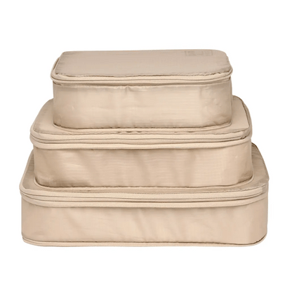 Compression Packing Cubes – Recycled Nylon – 3-pack – Taupe