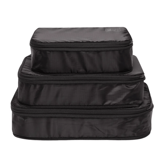 Compression Packing Cubes – Recycled Nylon – 3-pack – Black