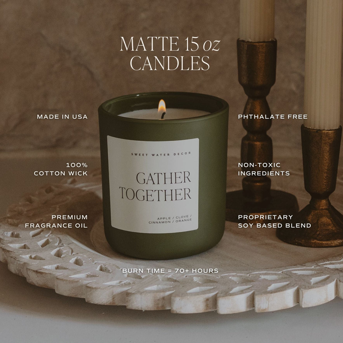 Holiday Cheer Soy Candle - Olive Matte Jar - 15 oz (Christmas Tree)