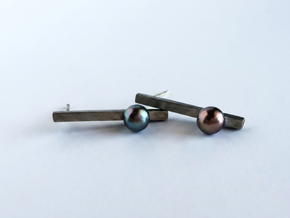 Tara Elaina Jewelry Modern Pearl Stick Earrings — view 1
